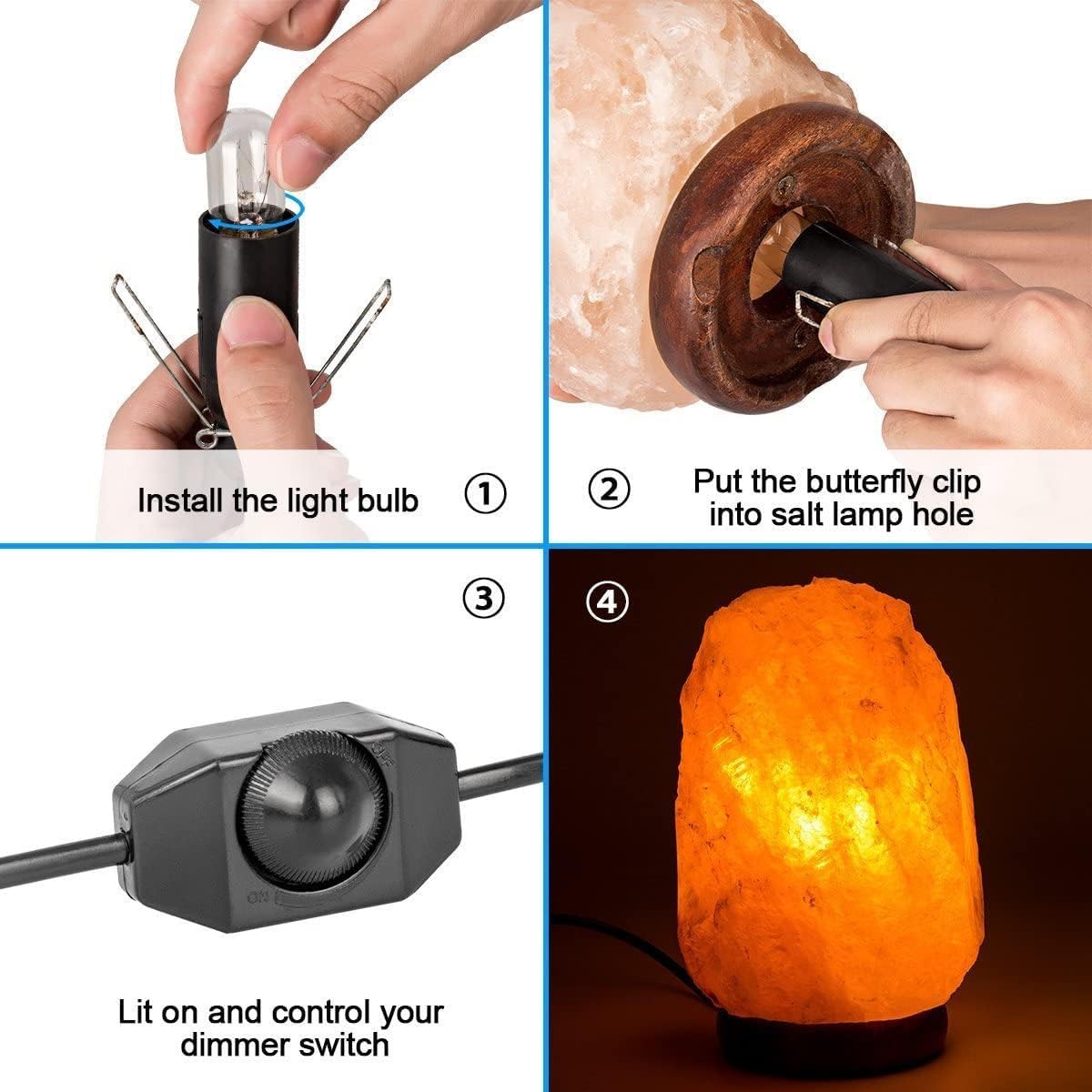 Lampe de sel rose de l'Himalaya : Naturelle 2-3 Kg (avec variateur de lumière)