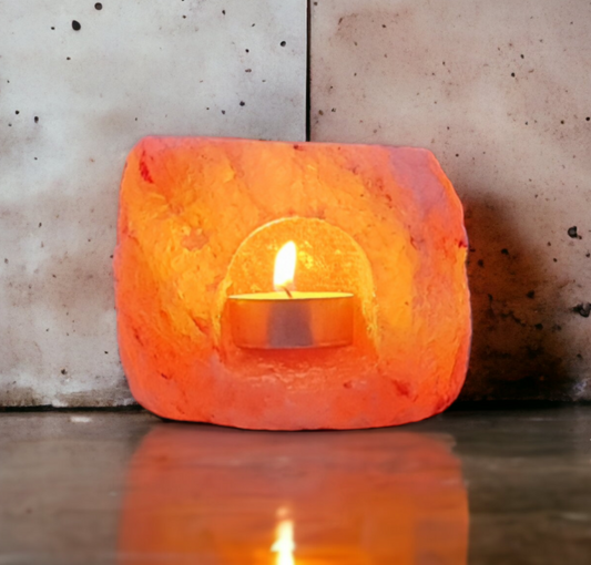Bougeoir en sel rose de l'Himalaya : Naturel (Grand format)