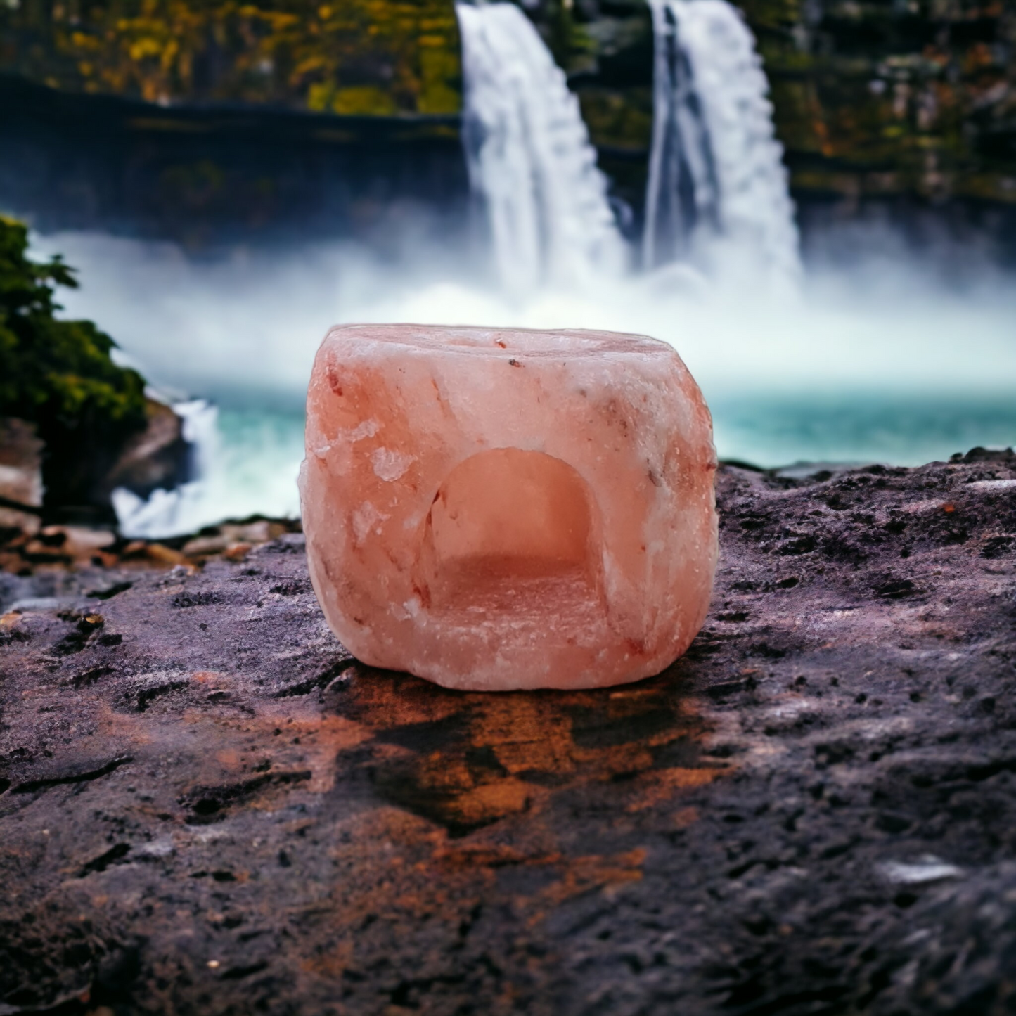 Bougeoir en sel rose de l'Himalaya : Naturel (Grand format)