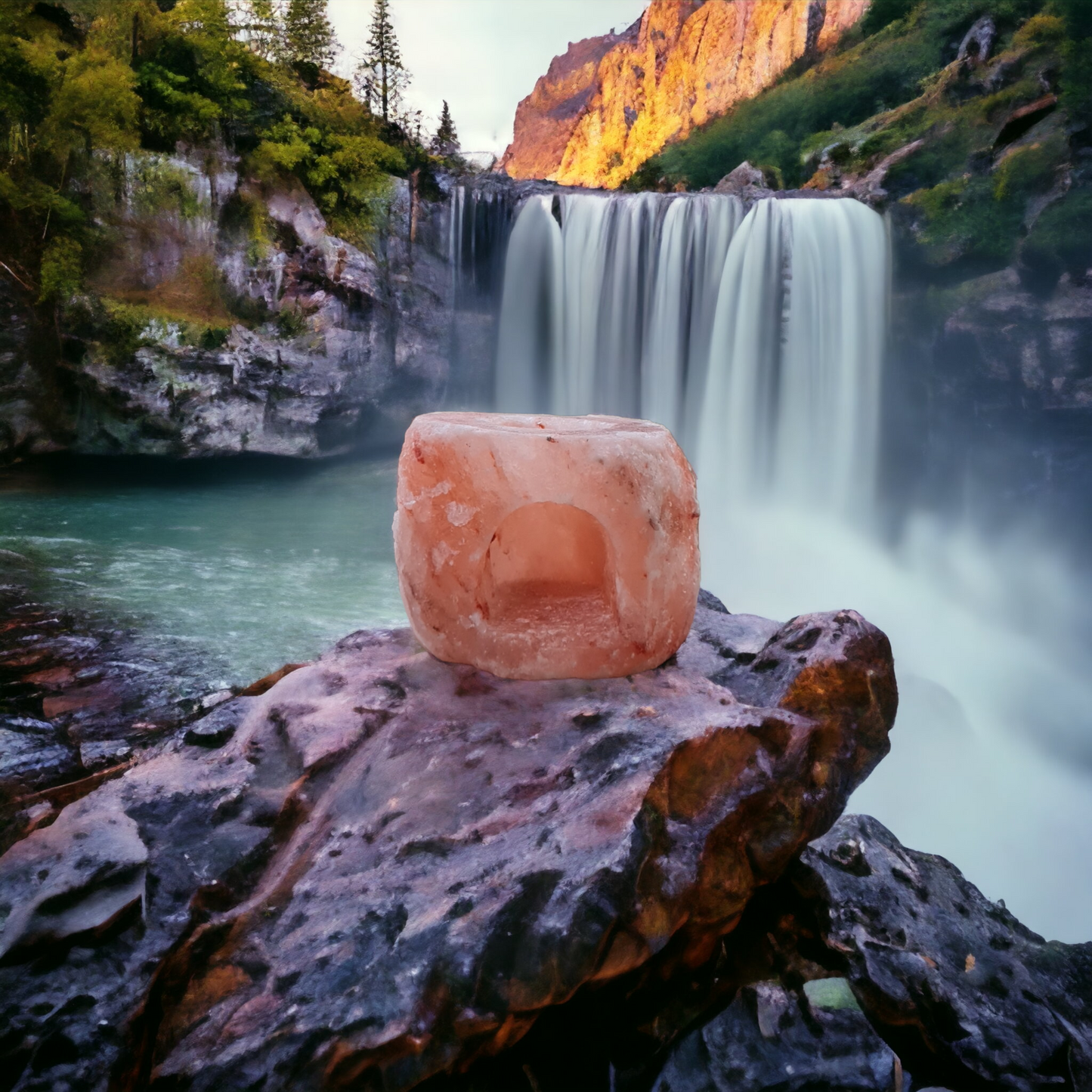 Bougeoir en sel rose de l'Himalaya : Naturel (Grand format)