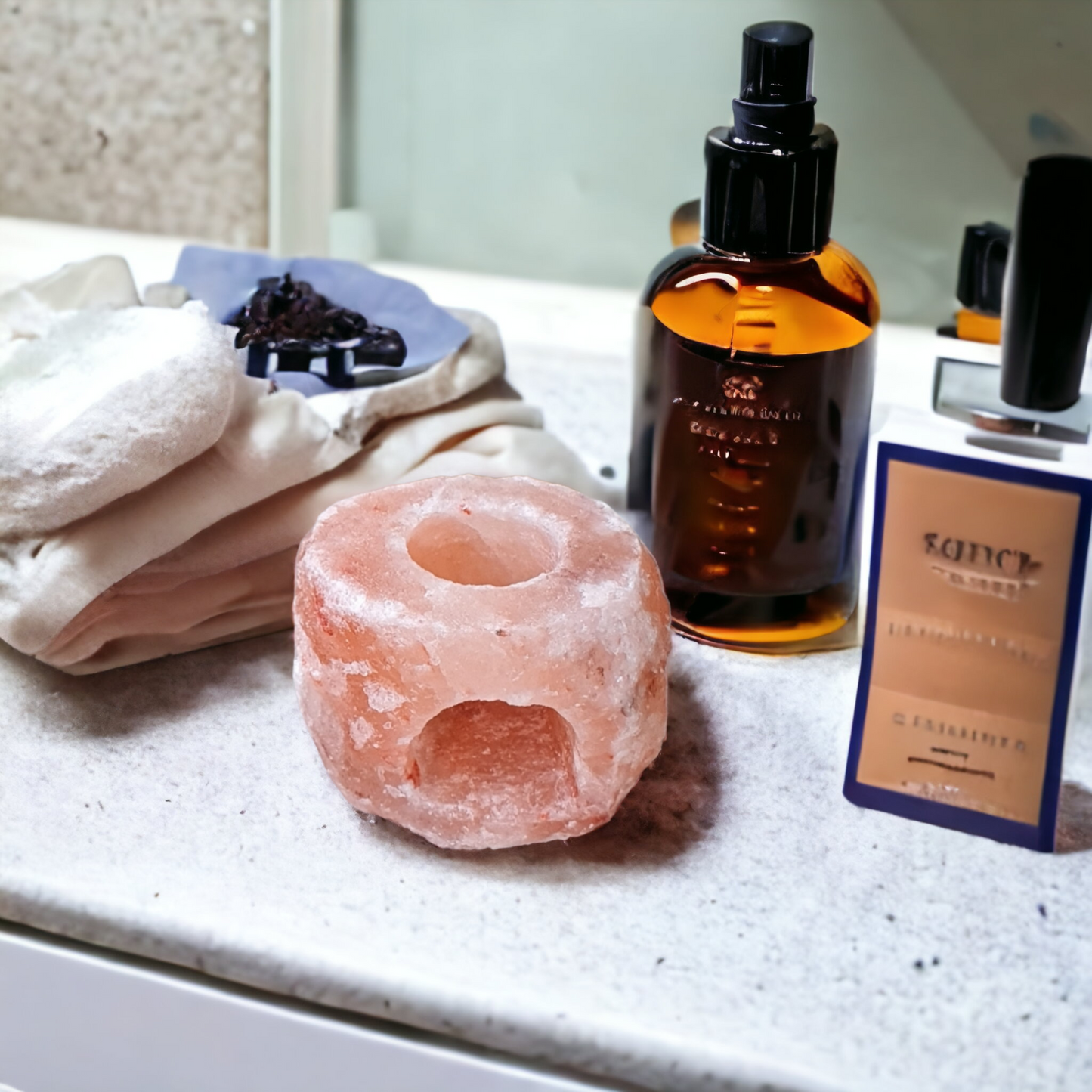 Bougeoir en sel rose de l'Himalaya : Naturel (Grand format)