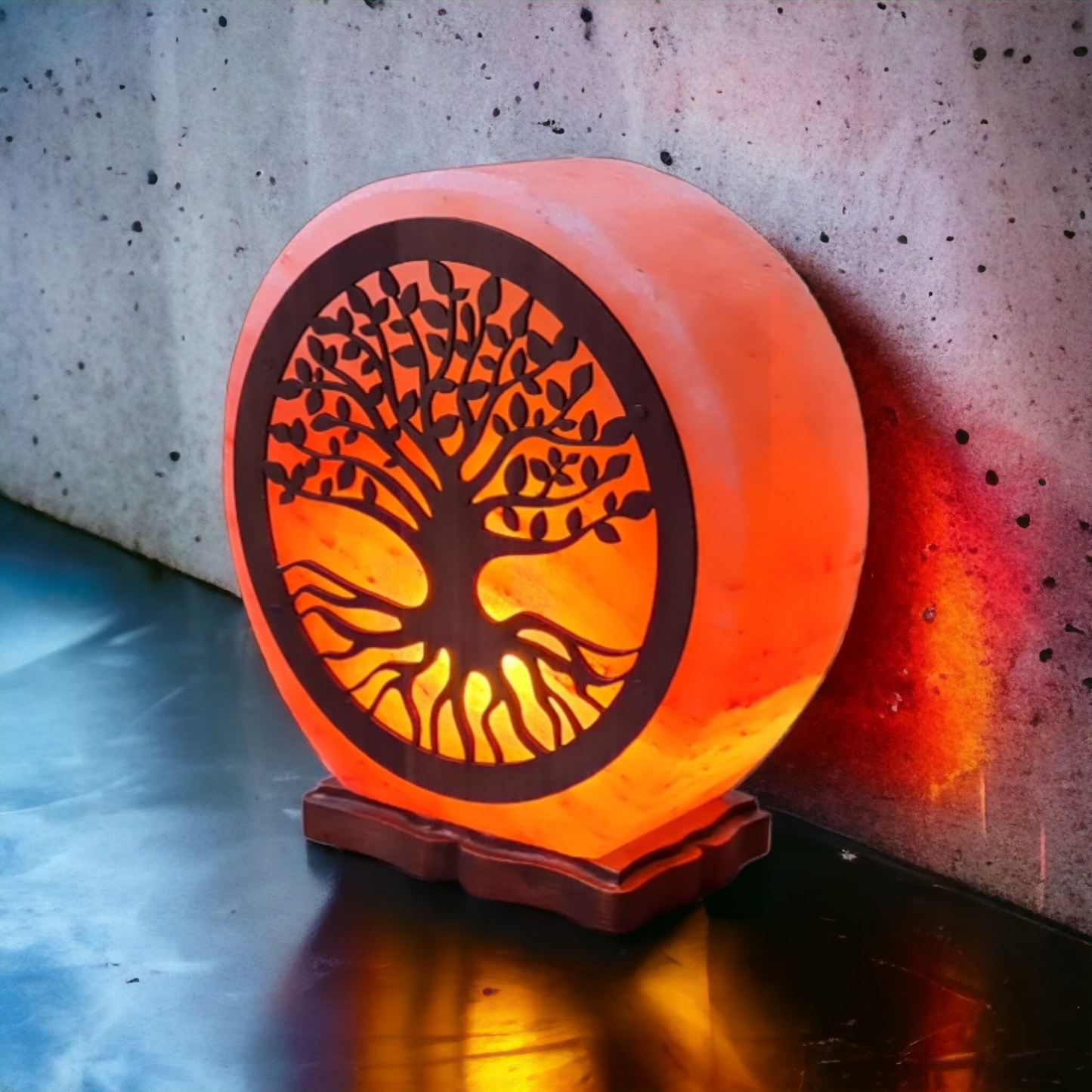 Lampe de sel rose de l'Himalaya 3D : Arbre de vie (Taille L avec variateur de lumière)