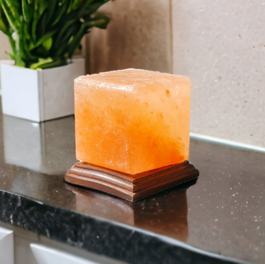Lampe de sel rose de l'Himalaya : Cube Mini USB, Veilleuse
