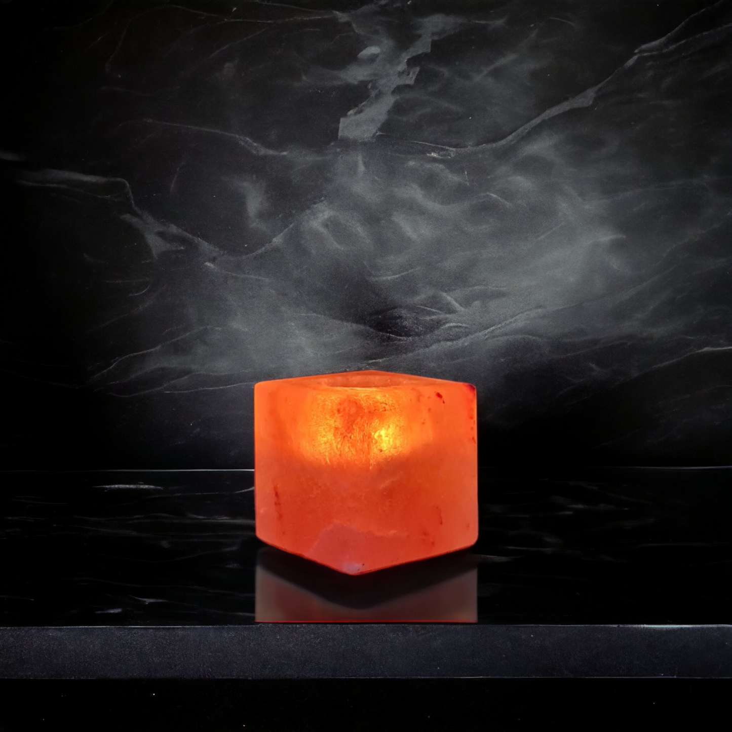 Bougeoir de sel rose de l'Himalaya : Cube