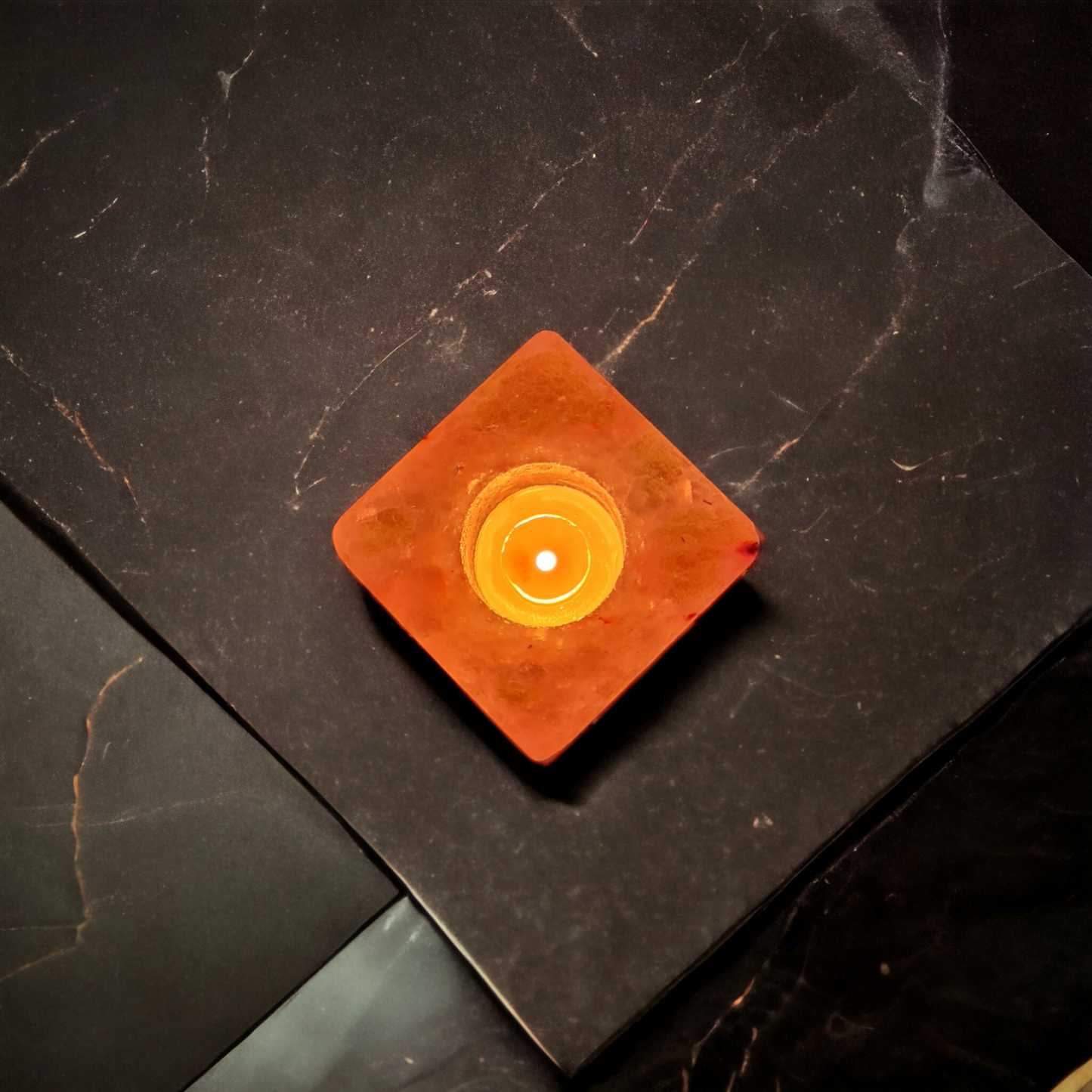 Bougeoir de sel rose de l'Himalaya : Cube