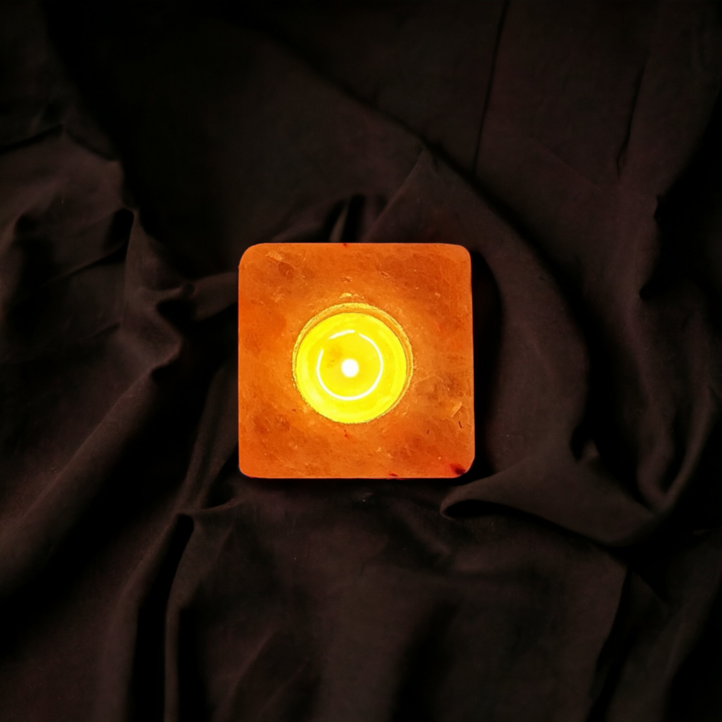 Bougeoir de sel rose de l'Himalaya : Cube