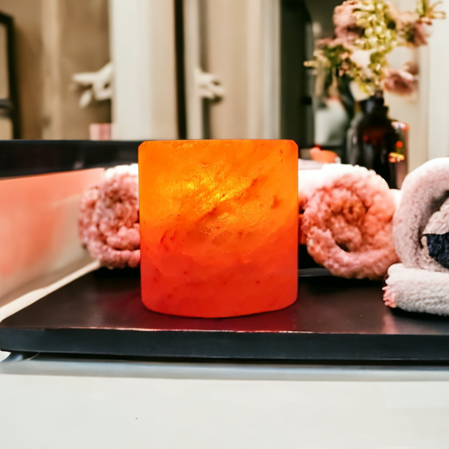 Bougeoir de sel rose de l'Himalaya : Cylindre