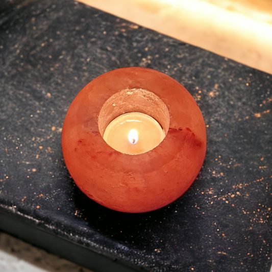 Bougeoir de sel rose de l'Himalaya : Rond