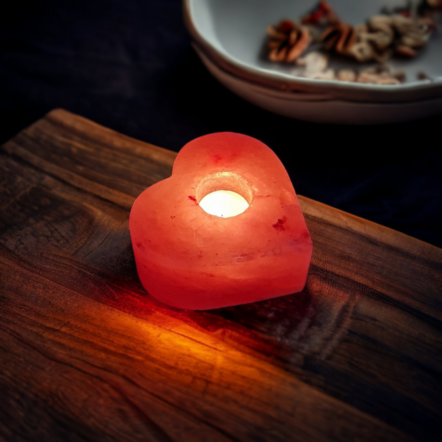 Bougeoir de sel rose de l'Himalaya : Cœur