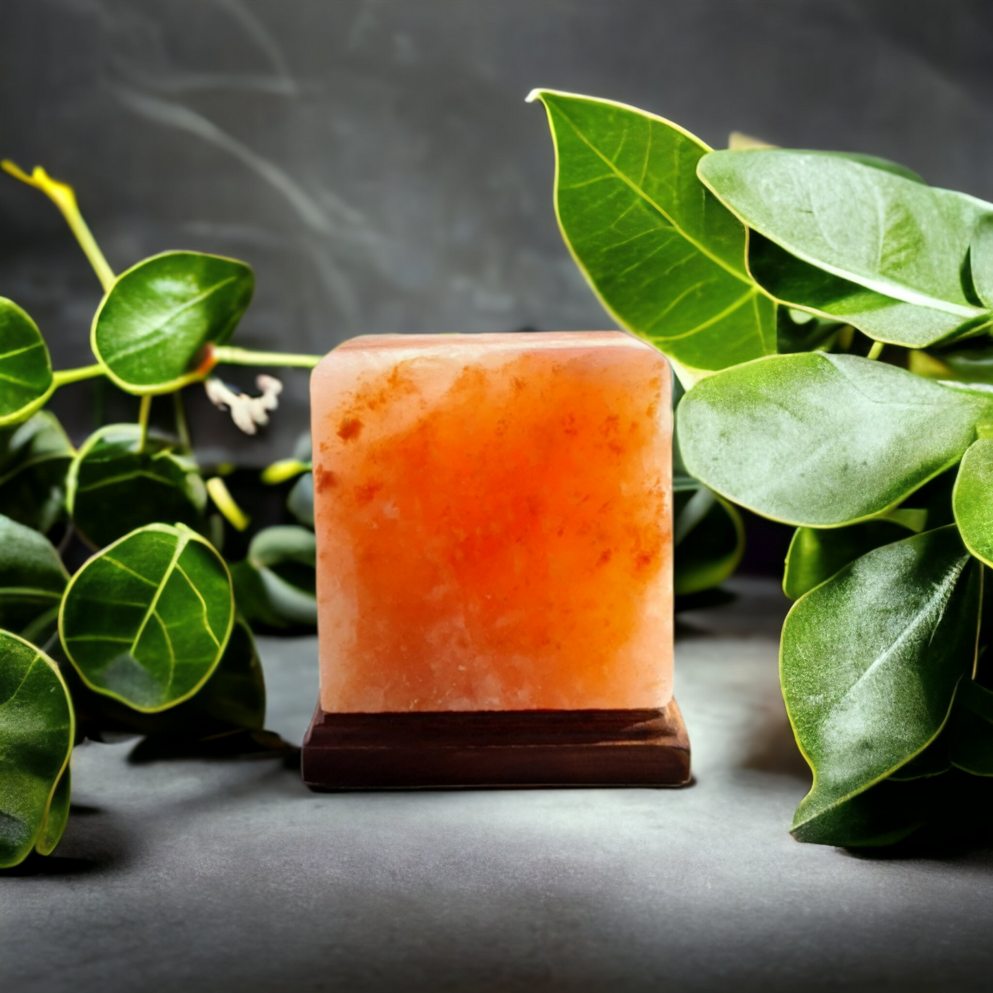 Lampe de sel rose de l'Himalaya : Cube (Taille L avec variateur de lumière)