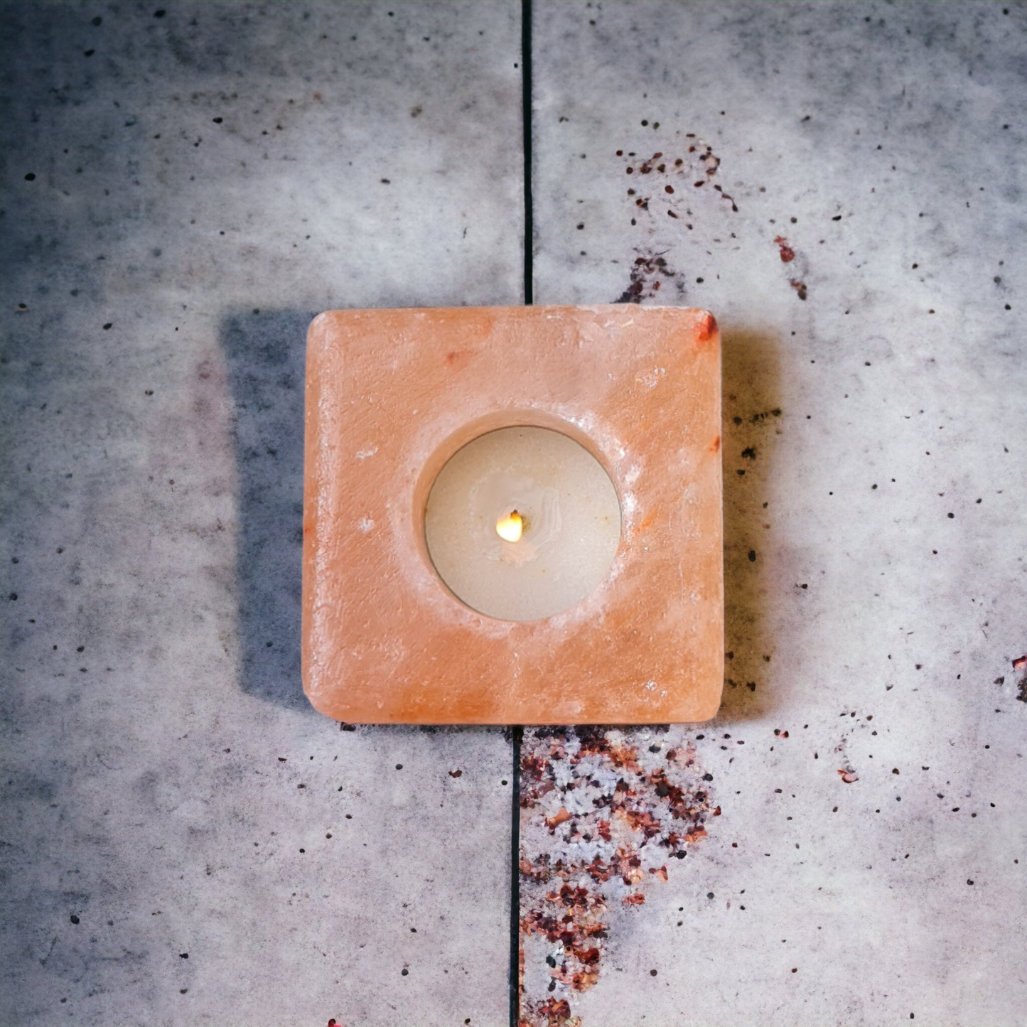 Bougeoir de sel rose de l'Himalaya : Cube