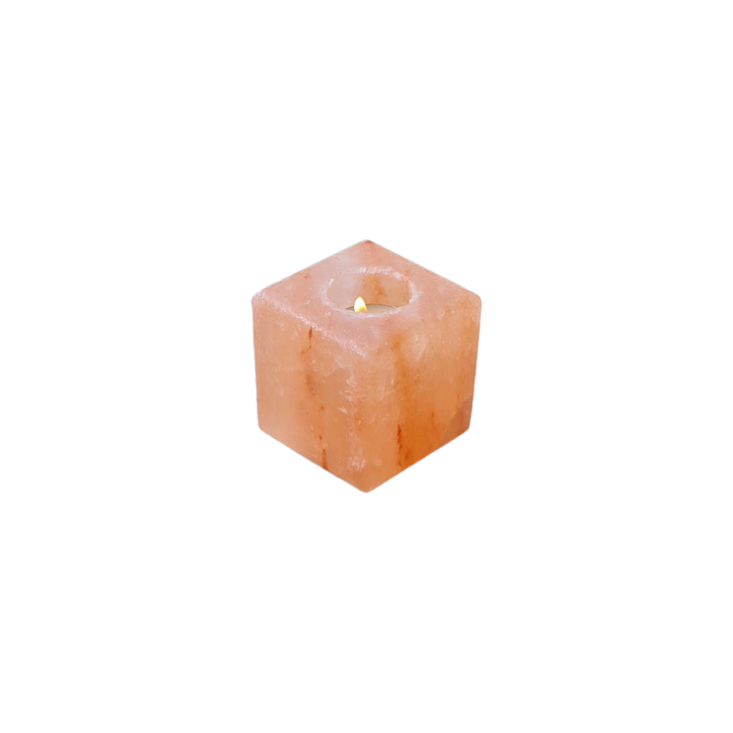 Bougeoir de sel rose de l'Himalaya : Cube