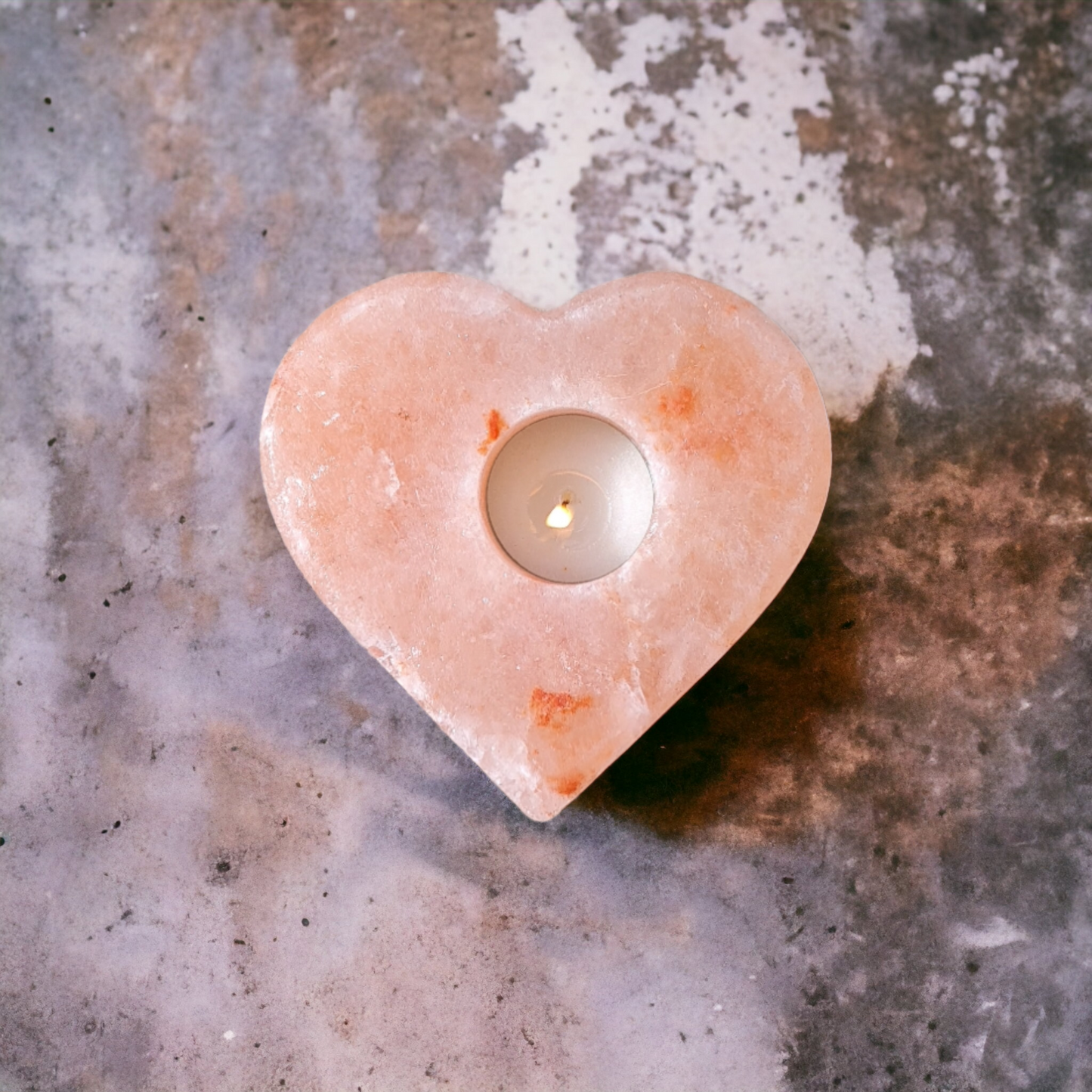 Bougeoir de sel rose de l'Himalaya : Cœur