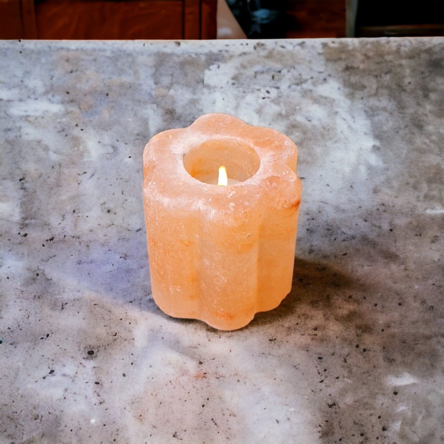 Bougeoir de sel rose de l'Himalaya : Fleur