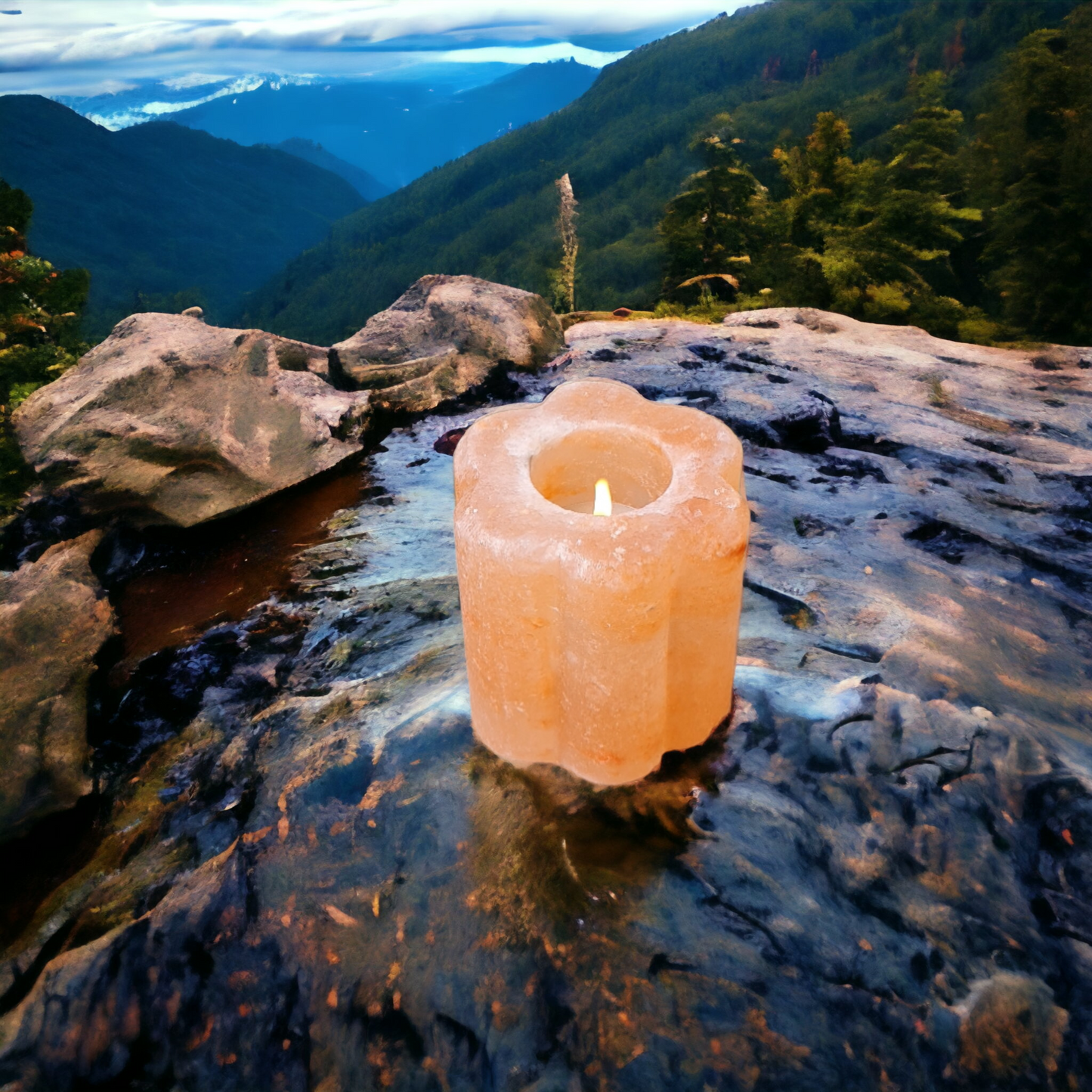 Bougeoir de sel rose de l'Himalaya : Fleur