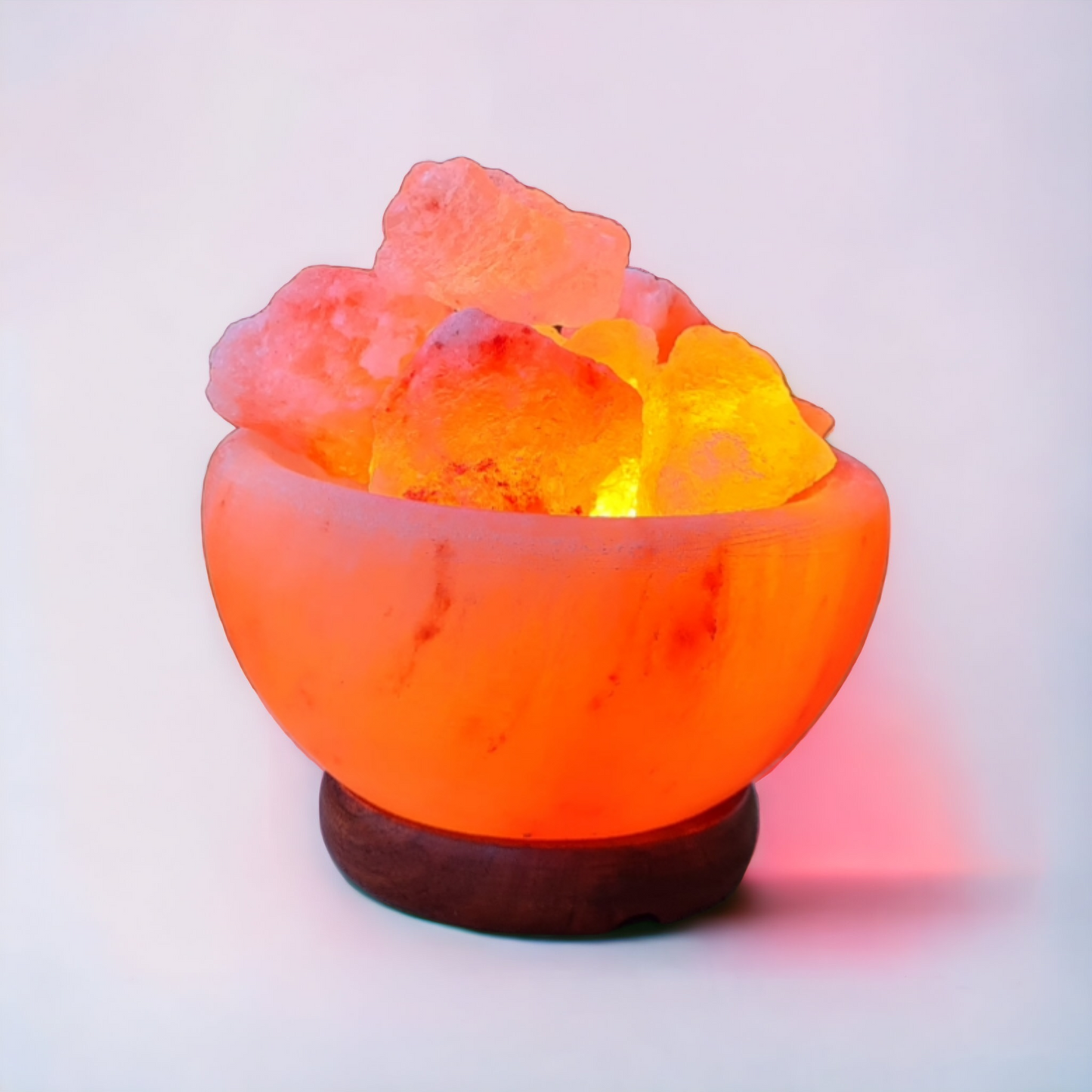 Lampe de sel rose de l'Himalaya : Bol de feu avec morceaux (Taille L avec variateur de lumière)