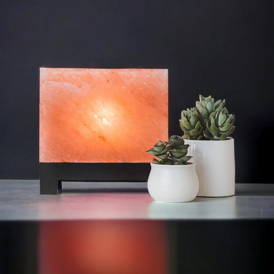 Lampe de sel rose de l'Himalaya : Rectangle (Taille L avec variateur de lumière)