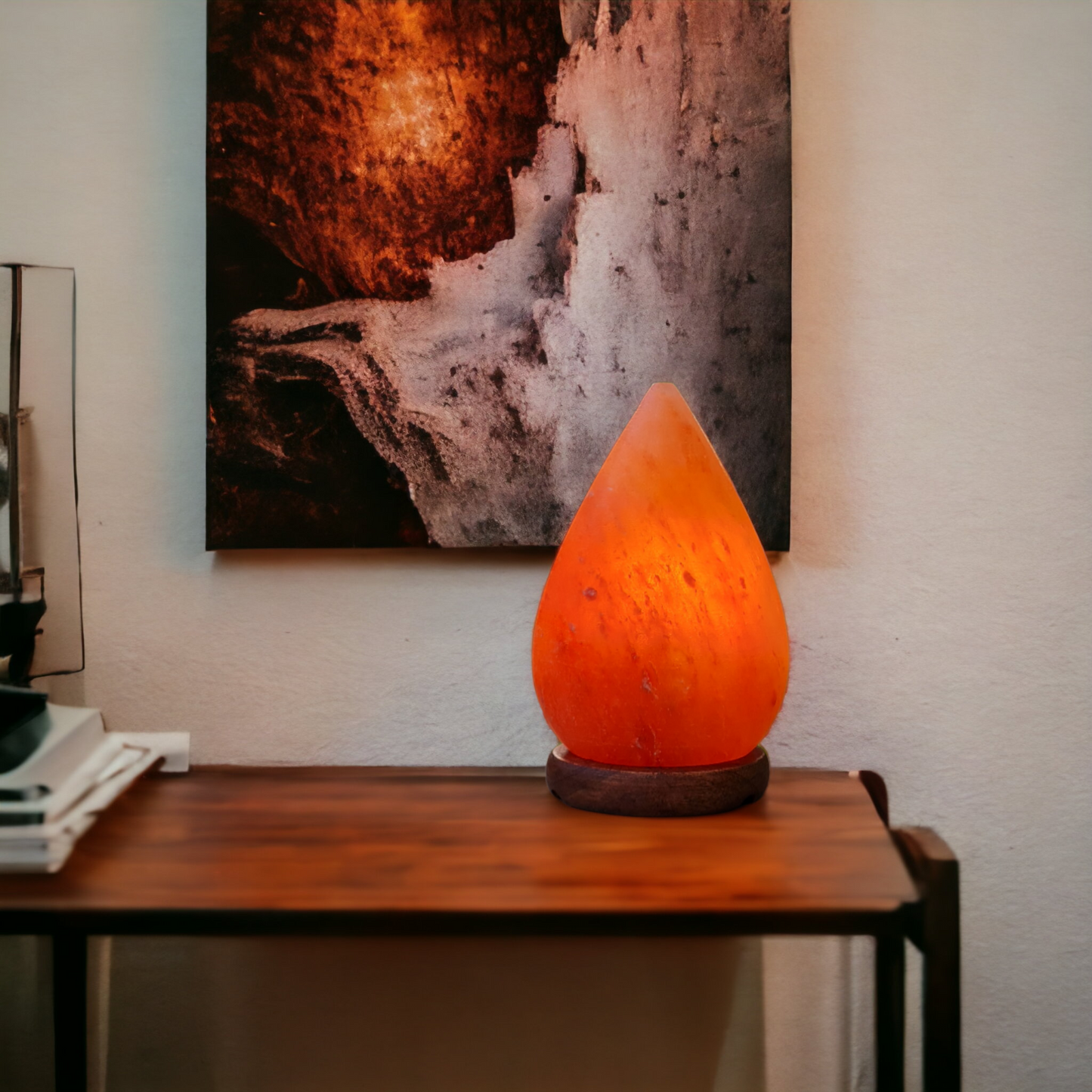 Lampe de sel rose de l'Himalaya : Goutte d'eau (Taille L avec variateur de lumière)