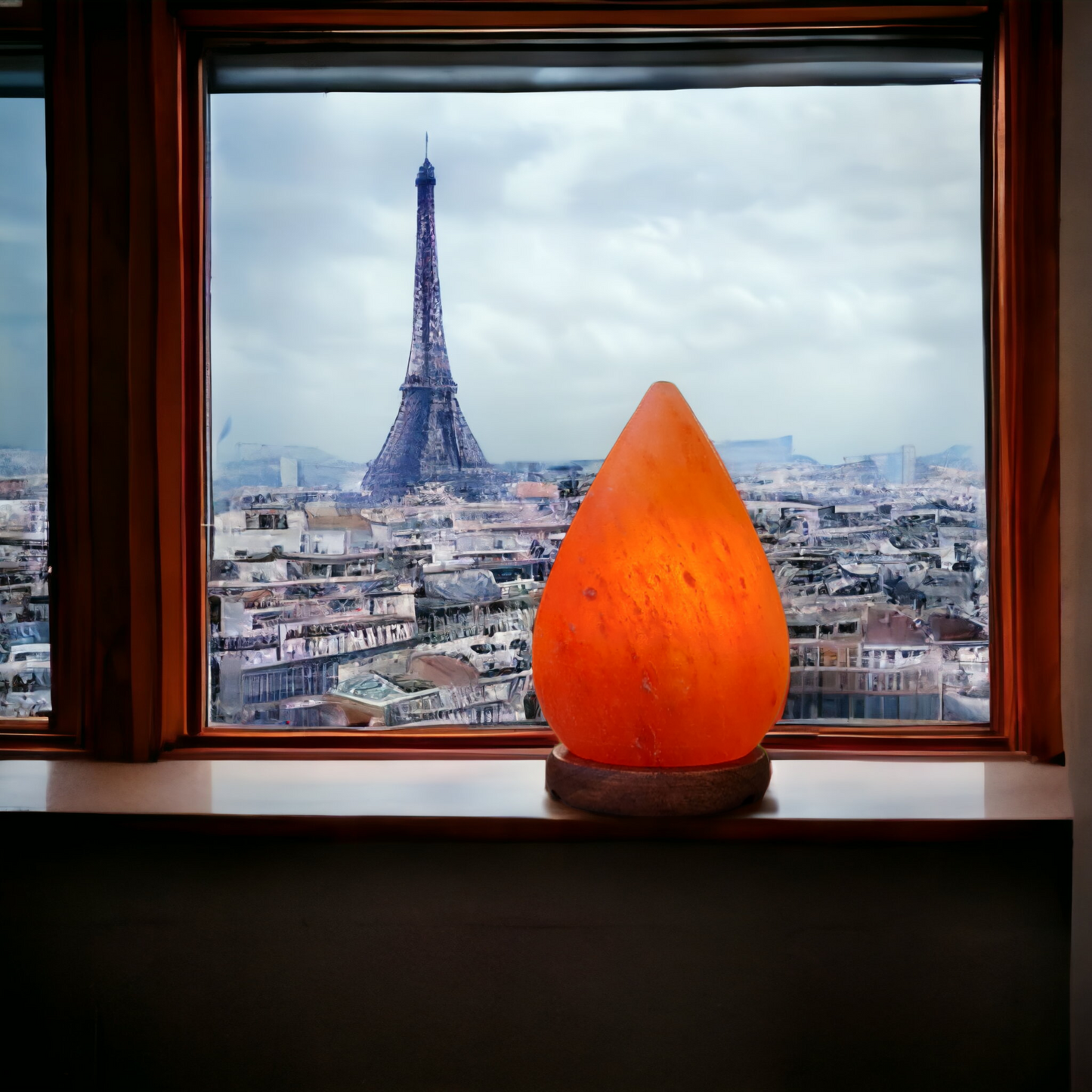 Lampe de sel rose de l'Himalaya : Goutte d'eau (Taille L avec variateur de lumière)