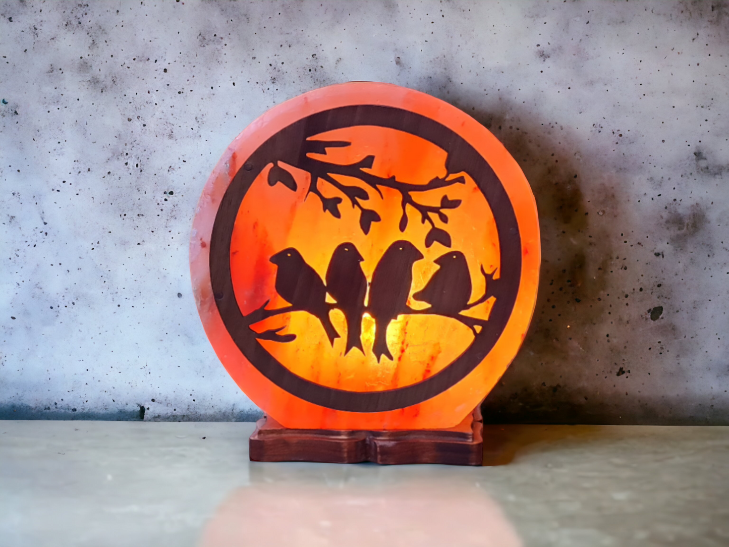 Lampe de sel rose de l'Himalaya 3D : Oiseaux (Taille L avec variateur de lumière)