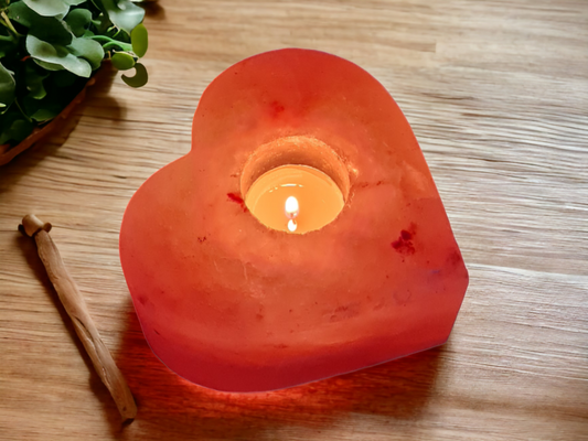 Bougeoir de sel rose de l'Himalaya : Cœur