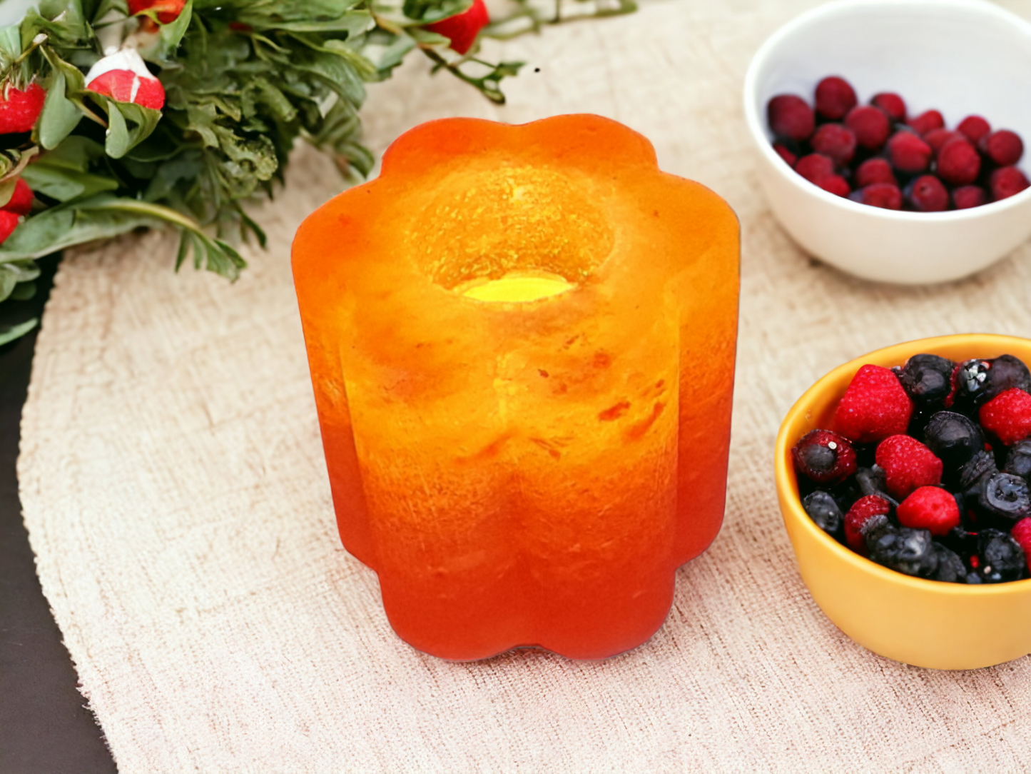 Bougeoir de sel rose de l'Himalaya : Fleur