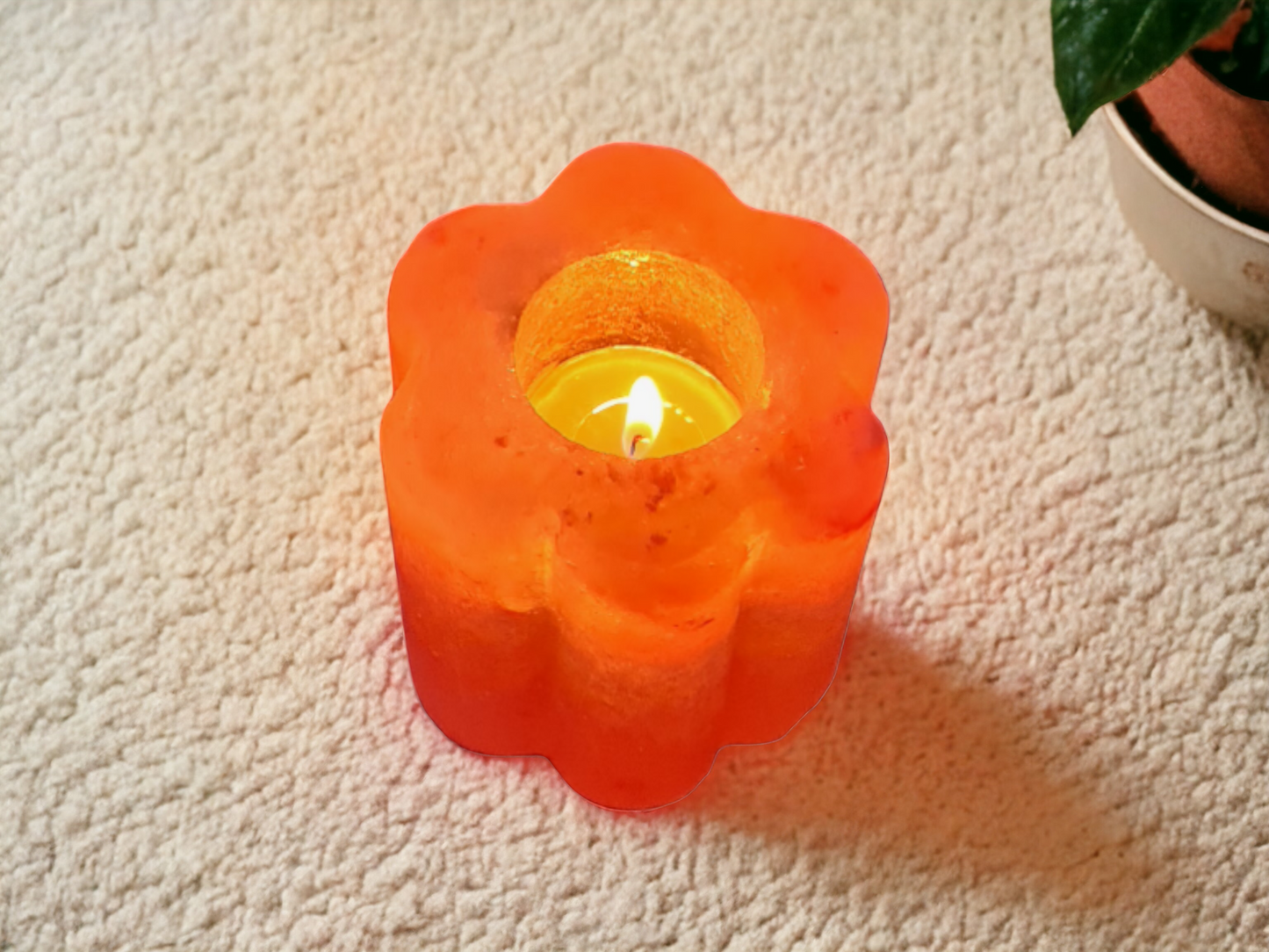 Bougeoir de sel rose de l'Himalaya : Fleur