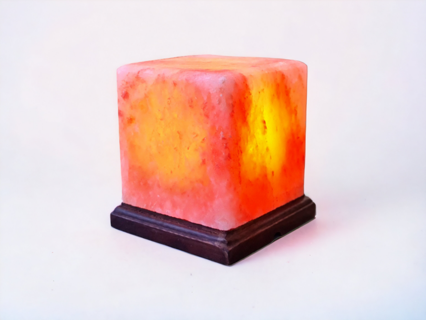 Lampe de sel rose de l'Himalaya : Cube (Taille L avec variateur de lumière)