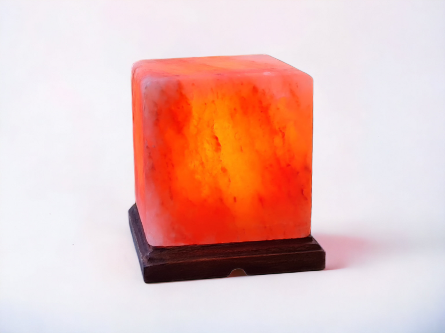 Lampe de sel rose de l'Himalaya : Cube (Taille L avec variateur de lumière)