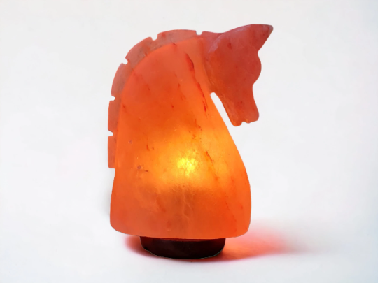 Lampe de sel rose de l'Himalaya : Cheval (Taille L avec variateur de lumière)