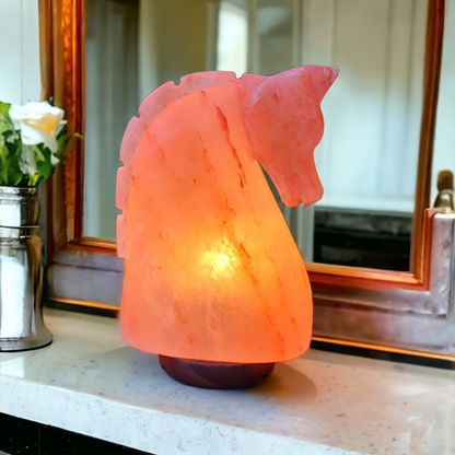 Lampe de sel rose de l'Himalaya : Cheval (Taille L avec variateur de lumière), Pur-sang, Étalon, Équitation