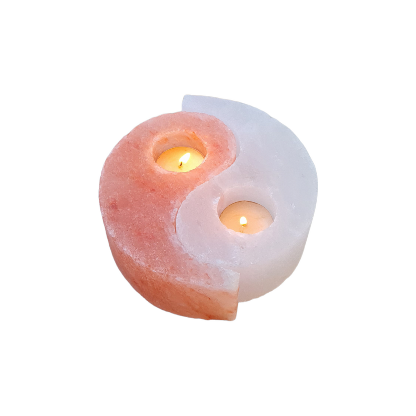 Pink Himalayan salt candle holder: Yin Yang