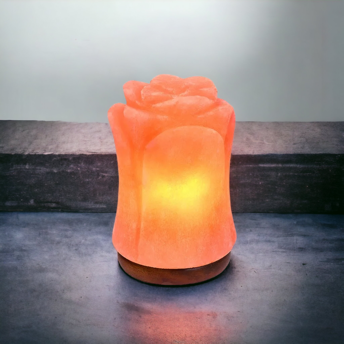 Lampe de sel rose de l'Himalaya : Fleur (Taille L avec variateur de lumière)