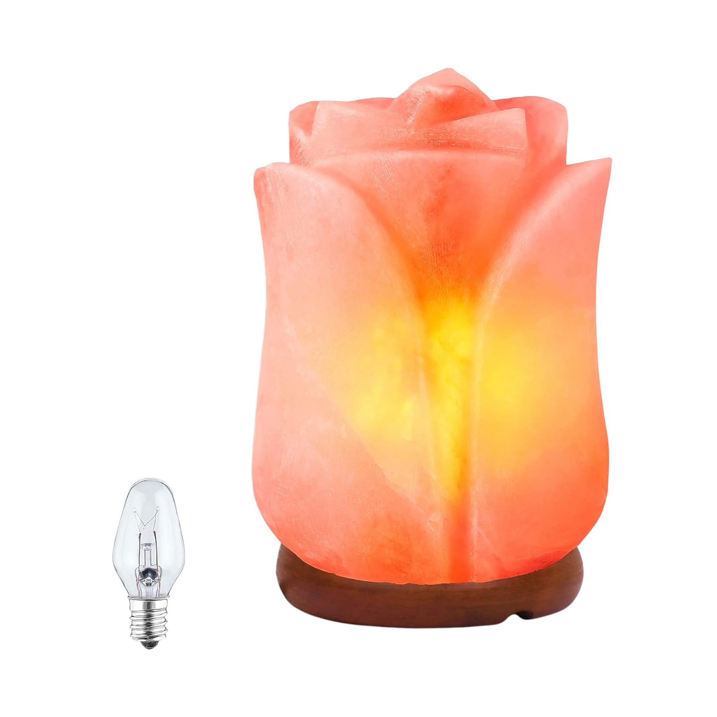 Lampe de sel rose de l'Himalaya : Fleur (Taille L avec variateur de lumière)