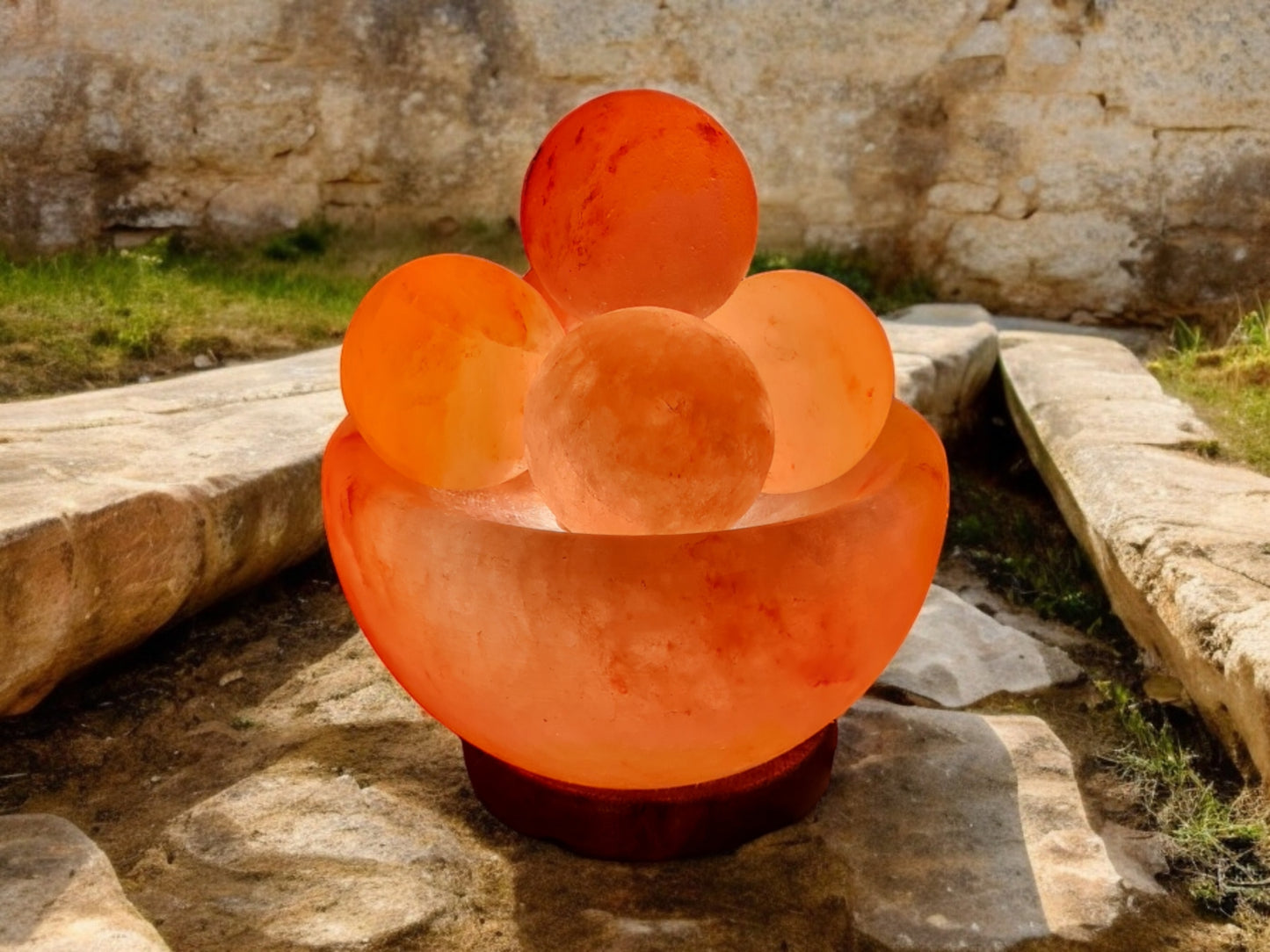 Lampe de sel rose de l'Himalaya : Bol de massage (Taille L avec variateur de lumière)