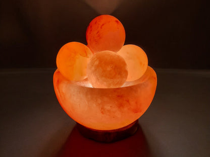 Lampe de sel rose de l'Himalaya : Bol de massage (Taille L avec variateur de lumière)